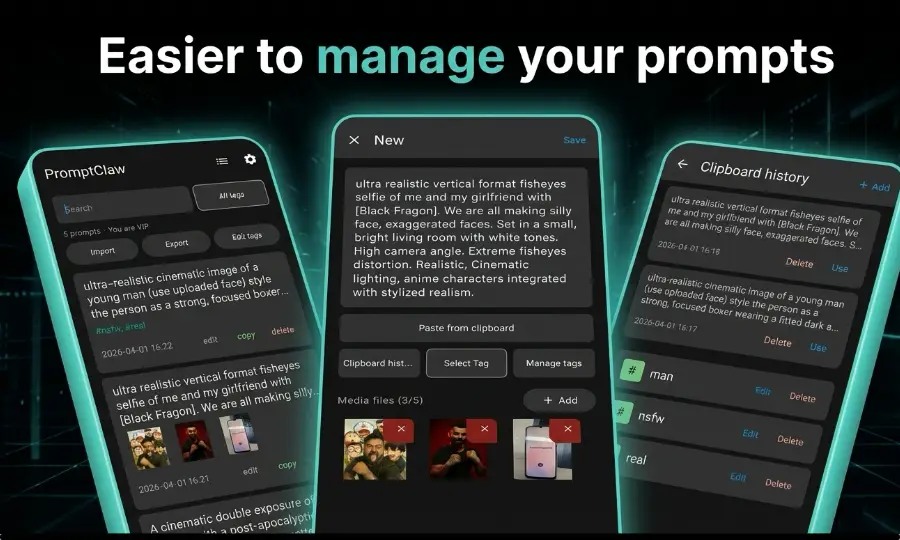 PromptClaw Android AI prompt manager screenshot